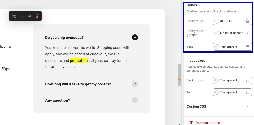 Choose a background color or image that complements the product and your overall theme